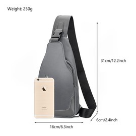 Long Keeper Crossbody Sling Shoulder Backpack Women Men Small Hiking Chest Bag Travel Cycling Daypack with USB Charging (Grey)