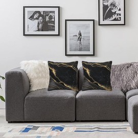 Nezweld Marble Gold and Black Pillow Cover 20x20 Set of 2,Throw Pillow Covers Farmhouse Outdoor Pillow Cushion Case for Couch Living Room Bedroom Bed Sofa Modern Home Decor