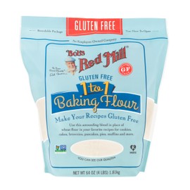 Bob's Red Mill Gluten Free 1 to 1 Baking Flour, 64oz (Pack of 1) - Non GMO, Vegan, Kosher