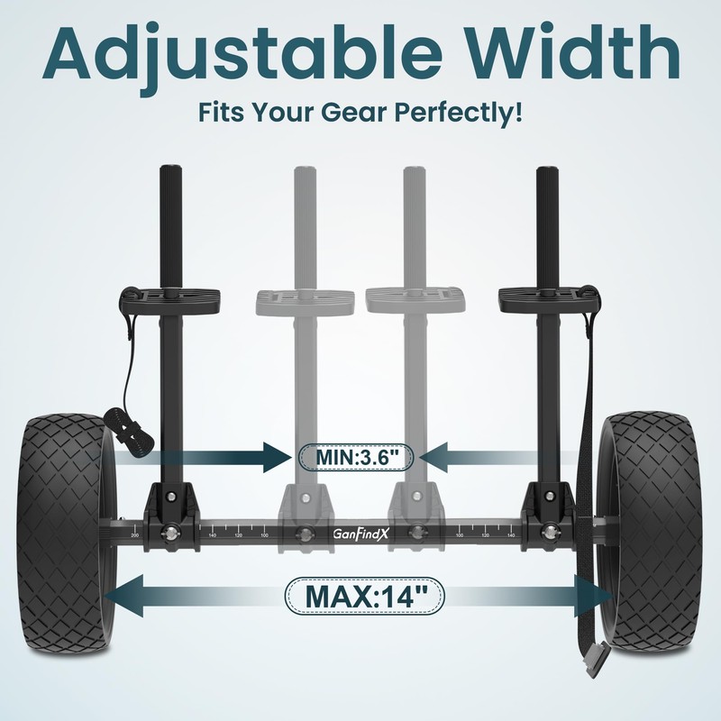 GanFindX Heavy Duty Kayak Cart | Adjustable Foldable Trolley with