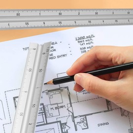 Regla de escala arquitectónica de 12 pulgadas Regla de arquitecto triangular de aleación de aluminio para planos, ingeniería, dibujo y arquitecto