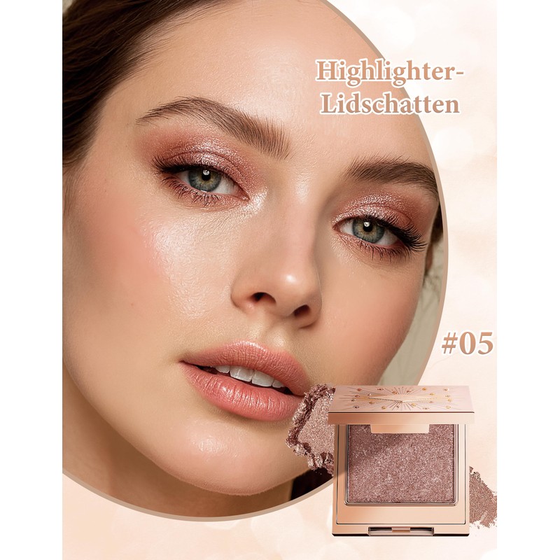Erinde Single Glitter Eyeshadow, Highly Pigmented and Long-Lasting Eyeshadow, Soft