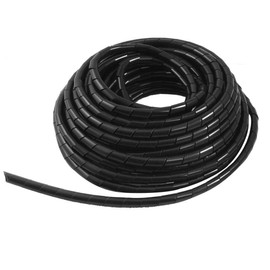Copapa 17M 55 Ft PE Black Polyethylene Spiral Wire Wrap Tube PC Manage Cable 8mm / 0.31'' for Computer Cable, Car Cable(Dia 8MM-Length17M, Black)