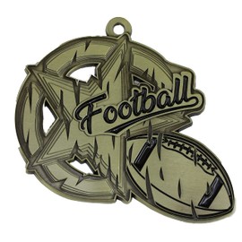 Epic 2.7" Vintage Antique Gold Yellow Football Award Medals 2.7" H X 2.68" W Medal