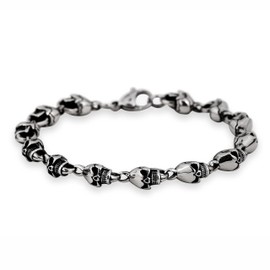 HAQUIL Stainless Steel Skull Linked Chain Bracelet, Jewelry Gifts for Women and Men