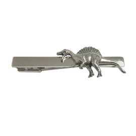 Silver Toned Textured Spinosaurus Dinosaur Square Tie Clip