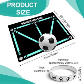 YANINEE 60 x 90 cm football mat, ball control, football mat, training mat, non-slip shock absorption, football mat with sports armband