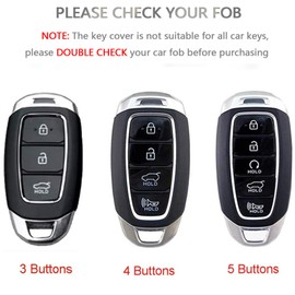 OFFCURVE for Hyundai Key Fob Cover Special Key Fob Case Cover Holder for Hyundai Palisade Hyundai Elantra GT Santa Fe Smart 5 Buttons Key Fob Protector Car Accessories, Black