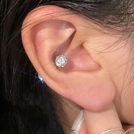 Crystal Ball Stud Earrings for Women Girls Double Ball Earrings Rhinestone Disco Ball Earring Studs Lightweight Cartilage Earrings Sparkly Jewelry for Women Girls Gifts