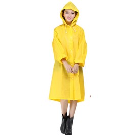 Sister Amy Women's Lightweight Hooded Raincoat Outdoor Cover Long Rainwear Yellow M