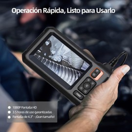 Endoscope Camera with Light, Inspection Borescope Camera, Endoscopio con Pantalla IPS 4.3", Doble Lente, 9 Luces LED, IP67 Antigua, Cable Semirrígido 5M, Plug and Play