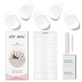 JMEOWIO Gel Nail Stickers Beige French Tip Semi Cured Gel Nail Strips Wraps UV/LED Nail Supplies Nail Art Design Decoration Accessories