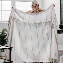 Large Cotton Turkish Throw Blanket Lightweight Breathable Boho Home Decoration Women Birthday Gifts Ideal for Mom Grandma Wife Sister Girlfriend Her Boss Coworker Retirement New Home Hoursewarming