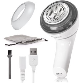 Duronic Fabric Shaver FS16USB | De-Bobbler | Removes Lint and Bobbles from Clothes | Fuzz and Fabric Pill Remover | Rotating Handle | USB Charging | Storage Pouch | Revive Old Jumpers, Sweaters, Coats