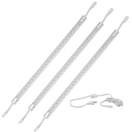 3 x 16" LED Strip Kit - White Cover with Warm White Light (3,000k) - Under Cabinet Furniture 120v/110v - Dimmable - Line Voltage - Professional Grade Electrician