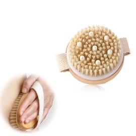 Sauna Brush, Body Exfoliating Brush, Massage Brush, Body Brush, Cellulite Brush, Natural Bristles, Exfoliating and Drainage, Natural Raw Materials, for Shower Scrub and Massage, Circular