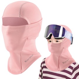 LINSOCLE Balaclava Children's Balaclava Children's Under Helmet, Ski Mask, Balaclava for Boys and Girls, Balaclava, Windproof Face Mask, pink
