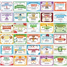 Fuyoooo 60 Pcs Sports Achievement Award Certificates Baseball Football Soccer Softball Certificates of Achievement Sport Awards Medals for Kids Team Encouraging Gift Preschool Kindergarten(Baseball)