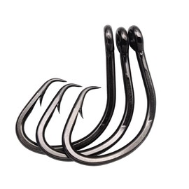 Saltwater Heavy Duty Live Bait Hook,Size 1-16/0# Big Game Hook,Shark Fishing Hooks-Black Nickle Coating