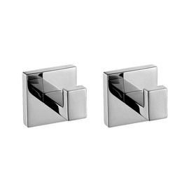 Aothpher Towel Hooks Pack of 2 SUS304 Stainless Steel Bathrobe Hooks Wall Mounted Modern Square Coat Hook Polished Chrome