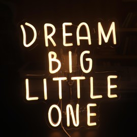 Dream Big Little One Neon Sign, Decorative Neon Lights for Kid's Room Play Room Wall Decor Neon Light Sign, Christmas Birthday Kid's Gift,Thanksgiving Gift(warm white)