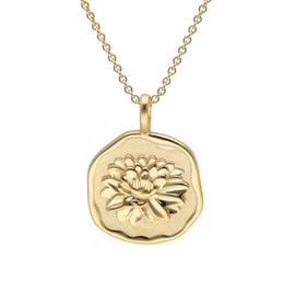 trendor Necklace with monthly flower July 925 silver gold-plated magical necklace for women, elegant accessory and great gift idea 68002-07, 40 cm, Sterling Silver