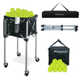 NEESEEYEE Pickleball Capacity Wheeled cart - Pickleball Storage Bag - Pickle Ball Equipment for Practice - Pickleball Training - Tennis Ball Hopper - Tennis Ball Caddy-with Water Bottle Holder