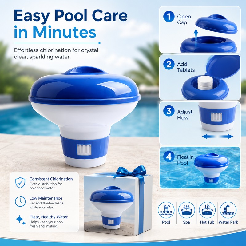 Floating Chlorine Tablet Dispenser for Pools & Spas – Adjustable