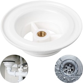 Replacement Undermount for Sink Drain Fitting for 1 1/4 Inch Connection Pipe, PP Base in White, Brass Internal Thread, Replacement Part Sink Drain Fitting Bottom, Valve Undermount Repair Kitchen Sink