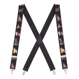 Suspender Store Novelty Big Dogs Suspenders - 1.5" Wide Elastic Straps - X-Back - Clip - 48" for 5'9" to 6'2" tall