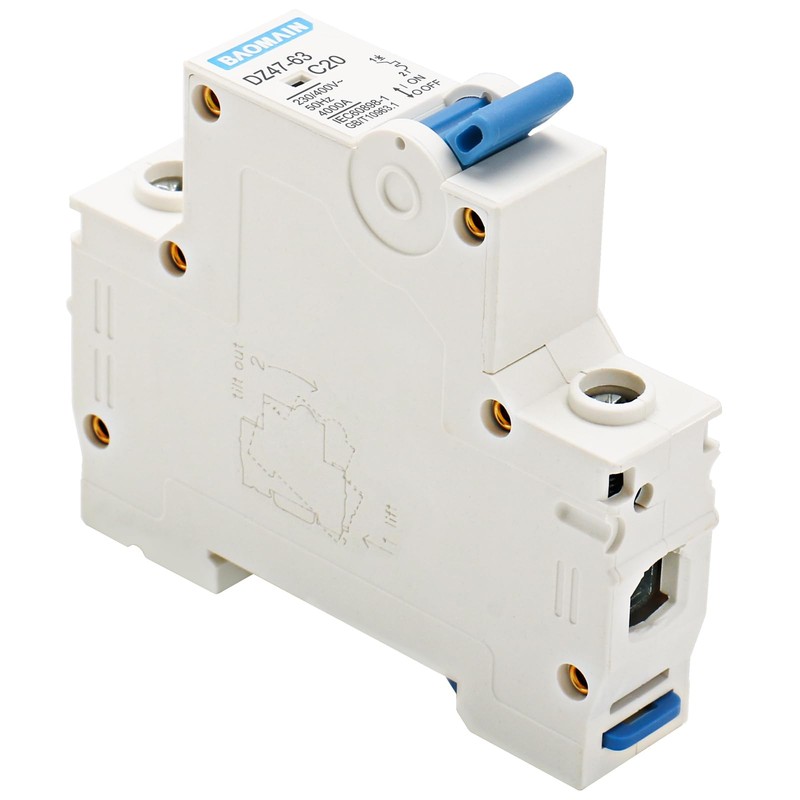 Baomain Miniature Circuit Breaker Single-Pole 20A DZ47-63 C20 400VAC, DIN