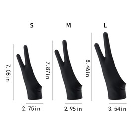 CTFRQC 2 Pack Smudge Gloves Anti Smudge 2 Finger Artist Glove Drawing Gloves for Paper Sketching, Pad Monitor, Graphics Tablet, Universal for Left and Right Hand (Large), Black