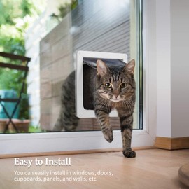 Cat Door 4 Way Locking Cat Door for Interior & Exterior Doors Interior Cat Flap for Pets Doors for Cat Easy Installation
