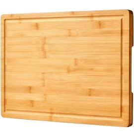 Allsum Extra Large Bamboo Kitchen Cutting Board Wood Chopping Board Butcher Block 18x12