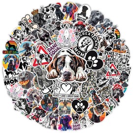 64pcs Great Dane Dog Stickers Waterproof Decals for Water Bottles Laptop Luggage Computer Scrapbooking Teens Adults Girls Kids Funny Party Birthday Decorations