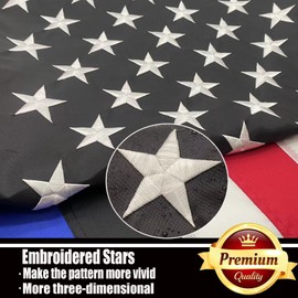 Embroidered Blue Line American Flag 3x5 Outdoor-Blue Lives Matter Flag Heavy Duty UV Protected 210D Polyester American USA Police Flags Sewn Stripes Flags with 2 Brass Grommets for Outside
