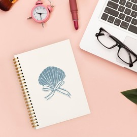 ULEGIE Blue Bow Coquette Notebook Journal, Shell Preppy Notebook, Girly Notebook, Cute Aesthetic Notebook, Preppy Office Supplies, Hardcover Spiral Notebook 5.5x8.3