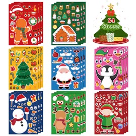 OHOME Christmas Stickers - Stocking Stuffers for Kids - DIY Christmas Crafts for Kids - Kids Christmas Gifts Activity Party Favors Supplies | Christmas Games | Toddler Stocking Stuffers(24 Sheets)
