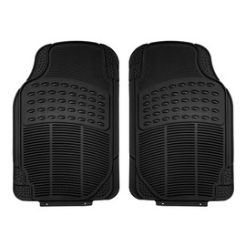 FH Group Automotive Floor Mats Climaproof for All Weather Protection Universal Fit Trimmable Heavy Duty fits Most Cars, SUVs, and Trucks, 2pc Front Set Solid Black