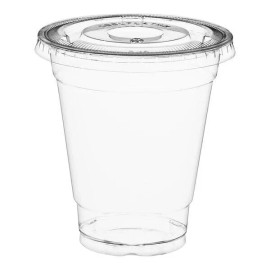 Royalty 12 oz - 100 Sets  Clear PET Plastic Cups With Flat Lids