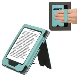 kwmobile Case Compatible with Kobo Clara 2E / Tolino Shine 4 - Cover Faux Nubuck Leather e-Reader Flip Case - Mint