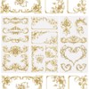 WANDIC 3 Sheets Flower Gilding Rub On Transfer Stickers,Waterproof Decals