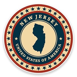 2 x 10cm New Jersey USA Vinyl Sticker Laptop Car Travel Luggage Tag Map #9408 (10cm Wide x 10cm High)