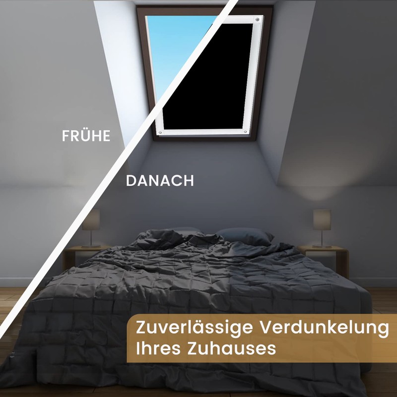 MUHOO Blackout Roller Blind, No Drilling, Skylight Roller Blinds 100%