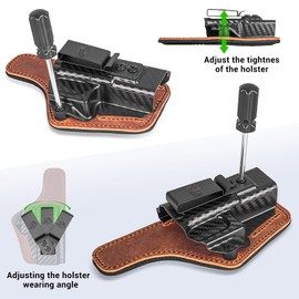 FUNANASUN IWB Holster for Glock 19 19X 45 | Carbon Fiber Pattern Kydex & Leather Hybrid | Optics Ready Concealed Carry | Adjustable Retention & Cant | Right Hand Inside Waistband