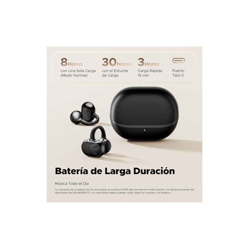 SoundPEATS Pop Clip Audífonos Inalámbricos de Oído Abierto Bluetooth 5.4