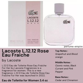 Lacoste L.12.12 Rose Eau Fraiche by Lacoste for her EDT 3.3 / 3.4 oz New in Box