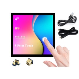 4inch HDMI LCD Square Capacitive Touch Screen Compatible with Raspberry Pi 5/4B/3B+/3B/2B/Zero/Zero W//Zero 2W/Jetson Nano/Windows 11/10/8.1/8/7, 720x720 Resolution, IPS Display, USB-C Port