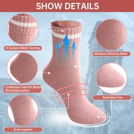 Thermal Socks for Women Striped Warm Soft Extreme Cold Weather Winter Socks for Women, Merino Wool Hiking Socks（3Black）