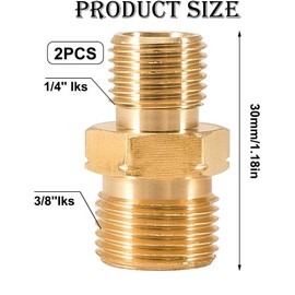 Gas Hose Connector Double Nipple, Pack of 2 LKS Double Nipple Coupling Propane Acetylene Gas Hose, 1/4 Inch to 3/8 Inch Left AG, LH Propane Acetylene Coupling Hose Brass, DN8 X DN10 Male Thread